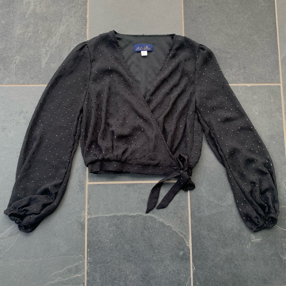 worn once sparkly blue rain wrap top